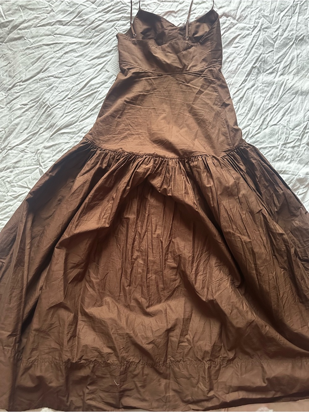 A.L.C. Harper Ruched Drop-Waist Brown Cotton Maxi Dress Size 2 NWT - Picture 11 of 14